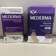 Mederma Advanced Scar Gel 0.7 oz & Silicone Scar Sheets(4 Sm) & Overnight  Cream
