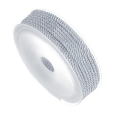 Nylon Twisted Cord 3mm 7.7 Yards Trim Braided Rope for Decor Necklace Light Grey