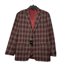 Indochino Danhill Plaid Red Blazer Men’s 42 R Wool Single Breasted Jacket