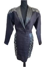 Vtg Dali Melame Western Bolero Jacket/Skirt Set Designer Abstract Leather Size:S