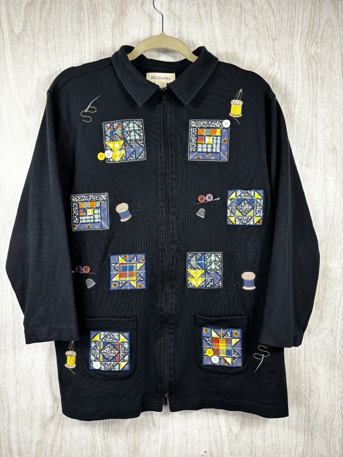 Vintage Bechamel Patchwork Sewing Jacket M Artsy … - image 2