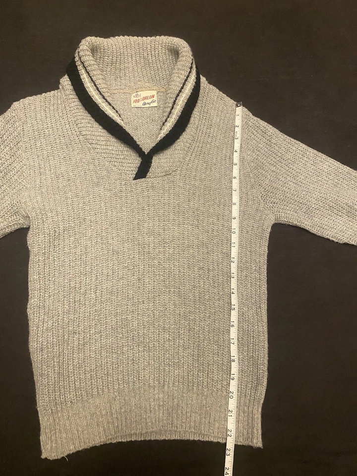 Suéter de Colección Años 50 Rockabilly Cuello Chal 100% Orlon Acrílico Mediados de Siglo Talla s Foto 4 de 4
