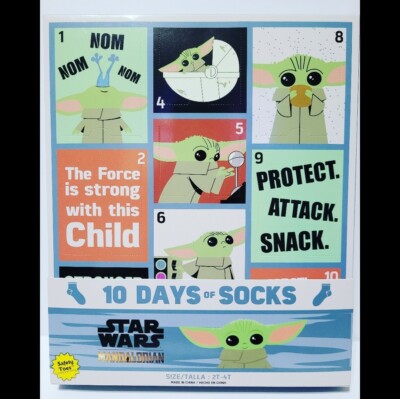 Advent Toddler Socks 2T-4T Baby Yoda Christmas Star Wars Kids Unisex 10 Pairs