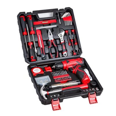 Tool Set - Tool Kit with 8V Cordless Drill, 132 Piece Tool Box with Drill, 