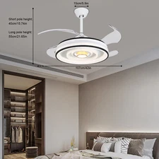 42" Ceiling Fan Dimmable LED Light, Flush Mount Ceiling Fan Light+Remote Control
