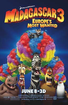 AA2810 Madagascar 3 Europes Most Wanted Film 2012 Cast Movie Poster 11x17