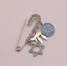 Stunning Jewish Baby Boy Stroller Pin With Star Of David, Chai And Prayer Charms — photo 3