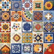 40 TILES 6" x 6" ASSORTED MEXICAN CERAMIC HANDMADE MOSAIC ART 003