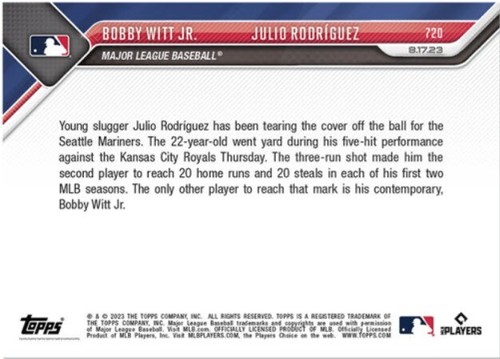 Bobby Witt Jr. Julio Rodríguez - 2023 MLB TOPPS NOW 720 - Picture 2 of 2