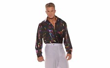DISCO SHIRT METALLIC LONG SLEEVE ADULT HALLOWEEN COSTUME ACCESSORY SIZE STANDARD