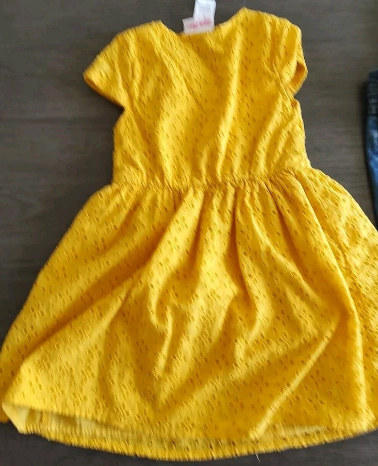 Little Lass Toddler Girls Size 4 Yellow Fall Eyelet Dress - Image 2 of 4