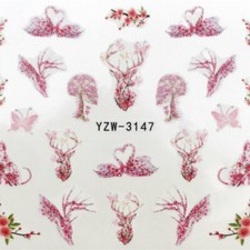 Multicolor Swan Peach Blossom PVC Nail Art Decoration Stickers #877-3147