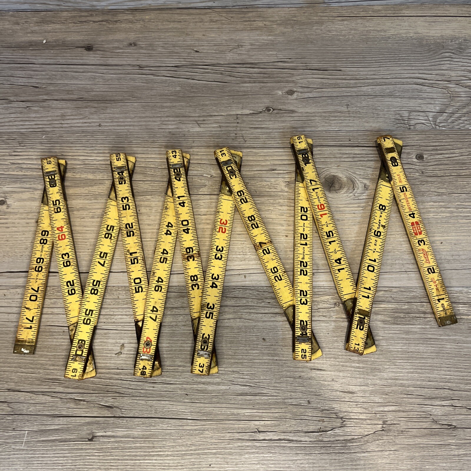 Vintage Wood Lufkin X46 Red End 6 Foot Folding Extension Ruler ...