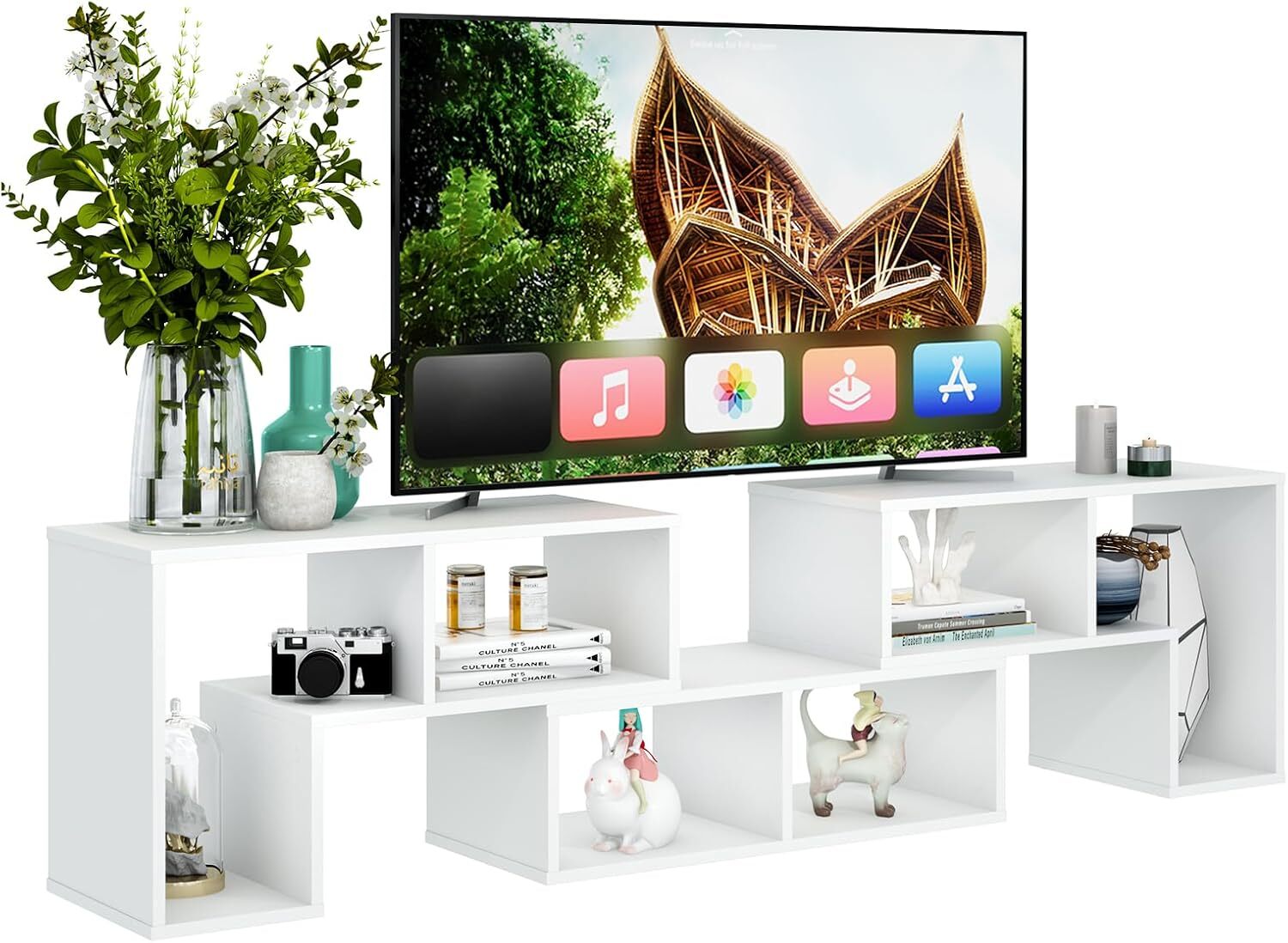 Tangkula 3 Pieces Console TV Stand,  Center for 50 55 60 65 