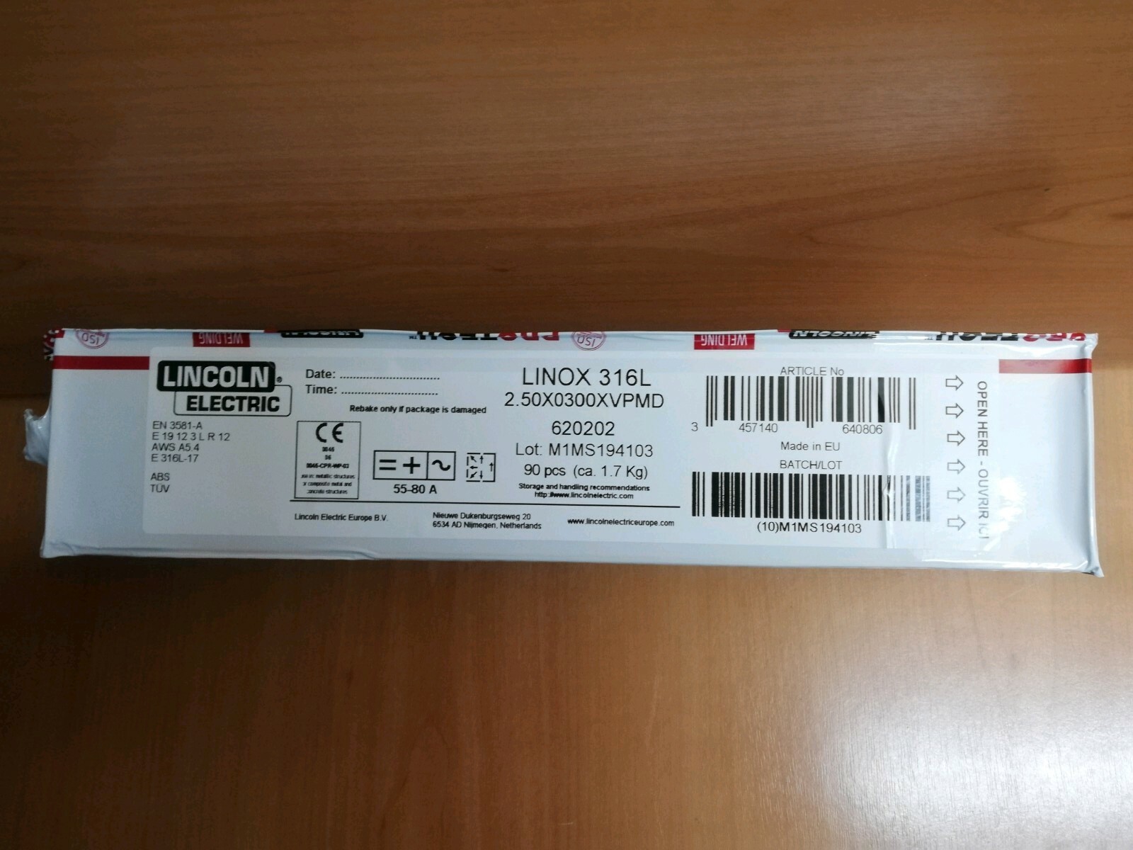 ELETTRODI  ELETTRODO ACCIAIO INOX 316Lsi 2,5X300 LINCOLN ELECTRIC