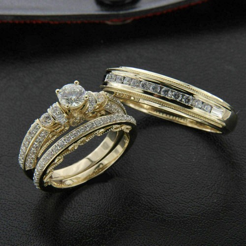 4.76 Carat D/VVS1 Moissanite Ring & Band Set – 14K Yellow Gold, Lab-Created, Engagement/Wedding Gift, Size 7 (Resizable) 12 thumbnail image