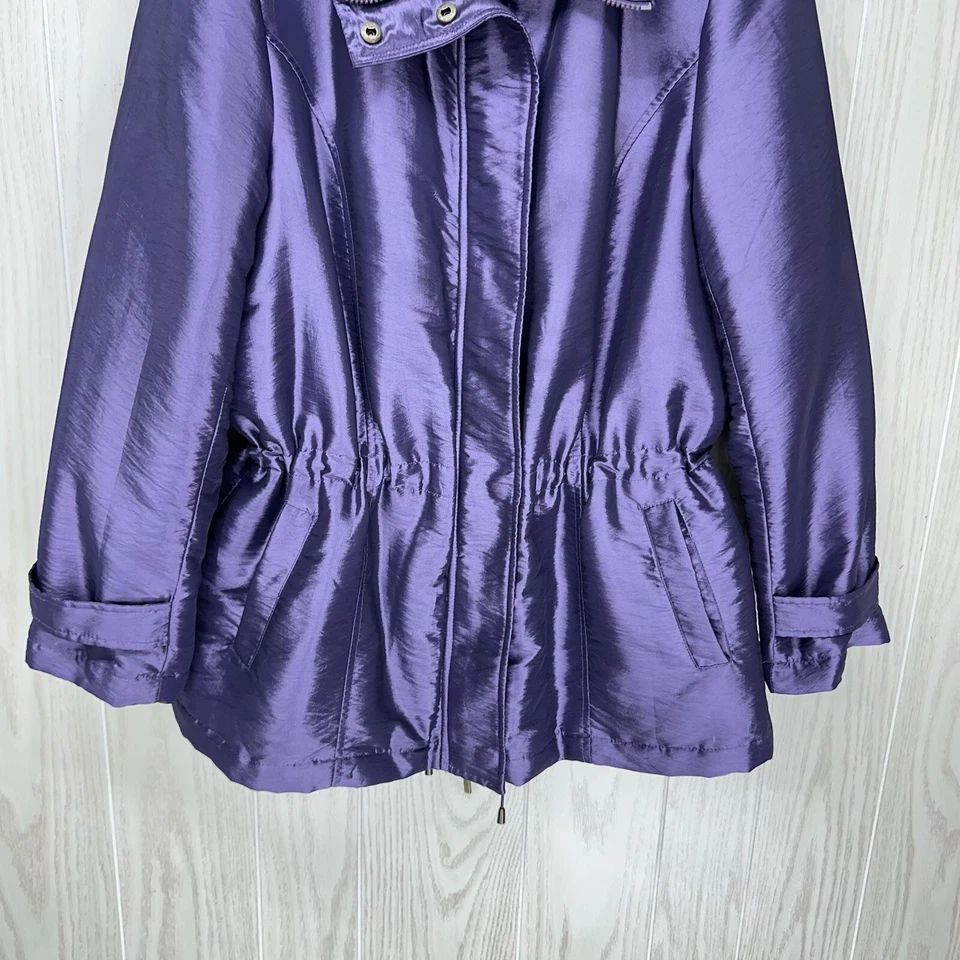 Coldwater Creek парка пальто женщин большой фиолетовый хромой регулируемая талия двусторонняя молния - Изображение 4 из 4
