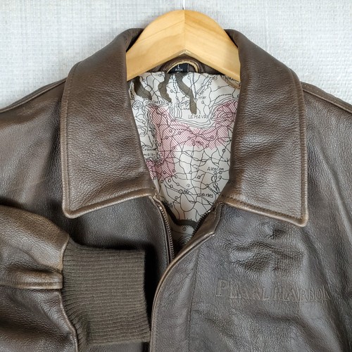 PEARL HARBOR MOVIE Size Large SET ISSUED Mens Brown Leather Bomber Jacket Coat