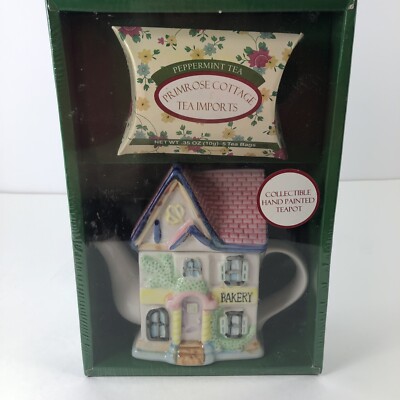 Teapot Hand Painted Primrose Cottage Tea Imports Collectable Chamomile Tea