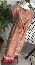 CLASSICS by JANTZEN Brown Red Floral Retro Sleeveless Polyester Dress Sz 10