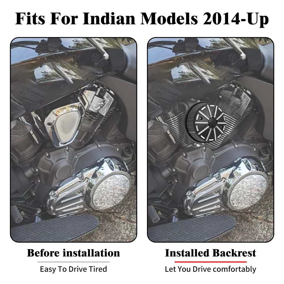 High Flow CNC Black Air Cleaner Filter Fit For Indian Chief Dark Horse 2014 UP - Image 3 of 4