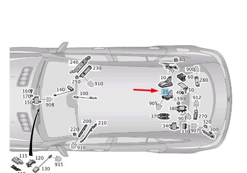 MERCEDES-BENZ ML W166 Rear Center Roof Antenna A2229053208 NEW  