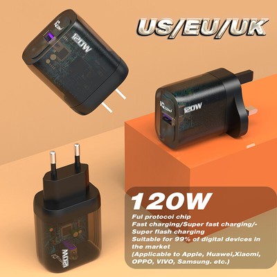 120W USB Super Fast Charger For IPhone Xiaomi Huawei Samsung Charge AdapteSU