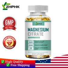 ZHPHK High Absorption Magnesium Citrate 400mg 120 Capsules Dietary Supplement