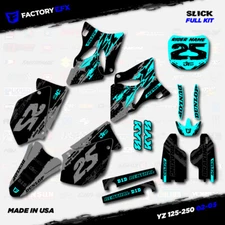 Gray & Cyan Slick Graphic Kit fits Yamaha Yz125 Yz250 02-05 Plates YZ 125 250