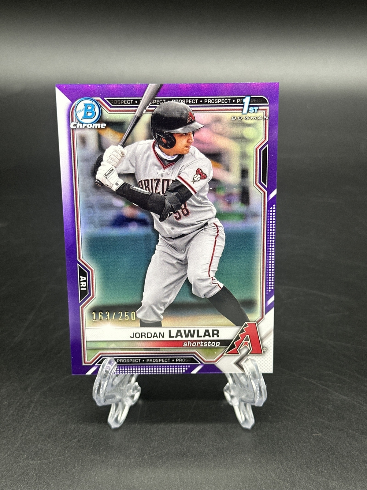 BOWMAN CHROME 2021 JORDAN LAWLAR 1ST BOWMAN PURPLE REFRACTOR /250 Lot6177