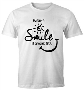 Herren T-Shirt Spruch Wear a Smile it always fits Fun-Shirt Moonworks®