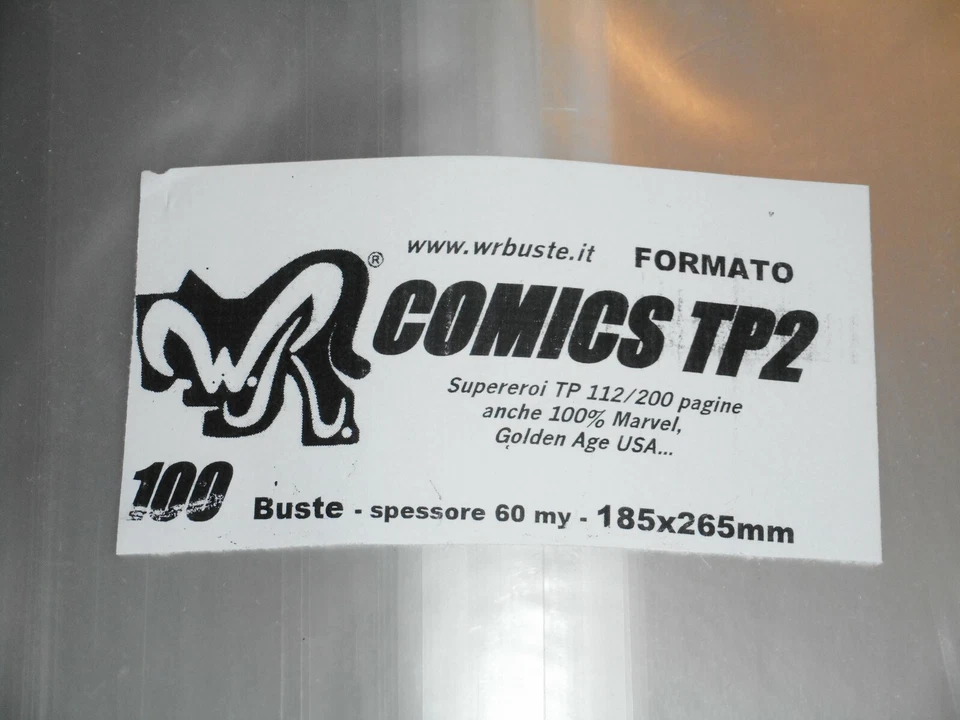 100 BUSTE WR "COMICS TP2" x Comics TP 112/120 anche 100% Marvel, Golden Age USA