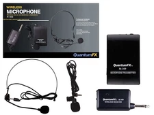 NEW QFX M-309 Two Wireless Microphones Karaoke/PA System +Lapel Mic +Headset Mic