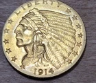 1914 2 1/2 Dollar Gold Indian Head Quarter Eagle