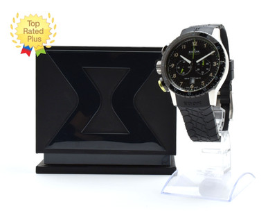 [ w/Case] EDOX Chronolary 10305 Date Black Chronograph Quartz Men's Watch JAPAN