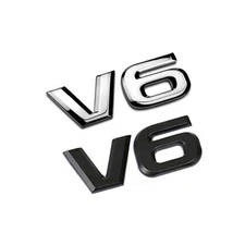 V6 Engine Logo 3D Metal Alloy Emblem Rear Trunk Badge Fender Sticker Car Styling