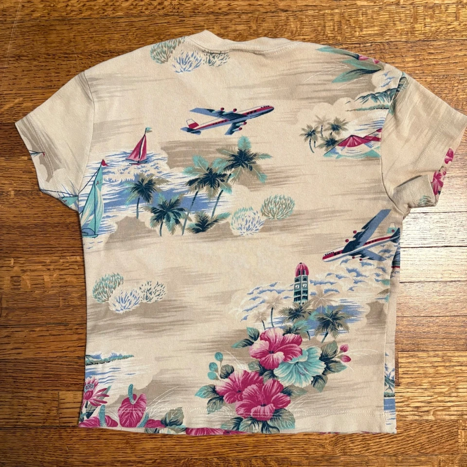 Camiseta Vintage Tejedoras Niña Pequeña Hecha EE. UU. Avión Tropical Hawaii Años 80 90 Camiseta Foto 2 de 4