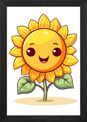 Cartoon Sonnenblume Gerahmtes Wandbild Poster Leinwanddruck Bild