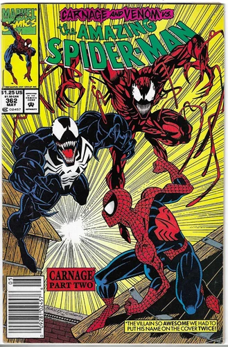 Amazing Spider-Man #362 (1992) Carnage Pt 2 🔥 Venom App FN/VF