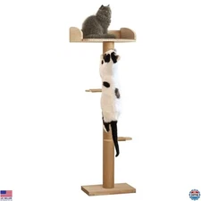 Cat Window Perch with Tall Scratching Posts, Inside 48 in Tall Climbing Tree