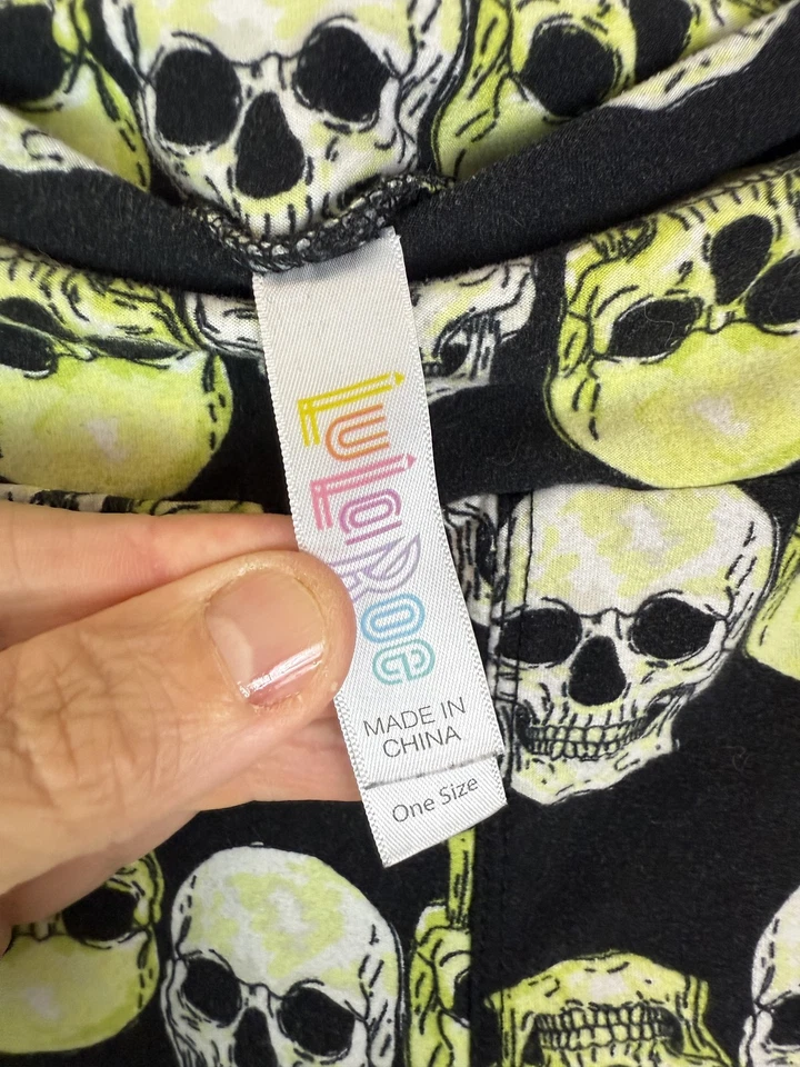LuLaRoe Leggings Mujer Talla Única Neón Patrón Calavera Halloween Pantalones Elásticos Foto 4 de 4
