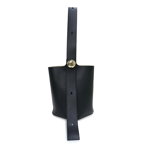 LOEWE Pebbled Bucket Medium Shoulder Bag Black AANBBBWX01 #625