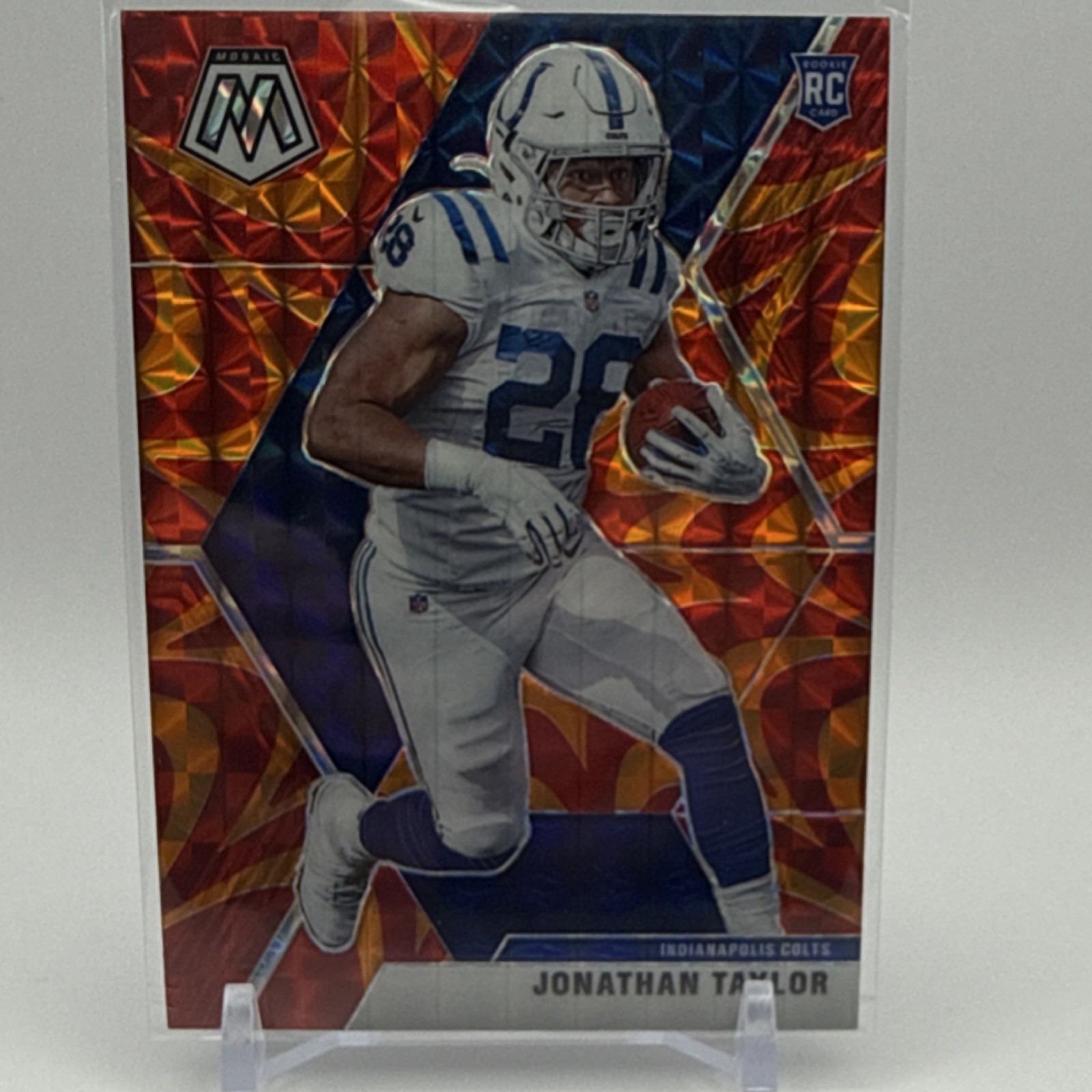 2020 Panini Mosaic Jonathan Taylor #216 Rookie Reactive Orange Prizm Colts