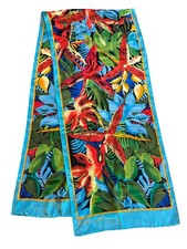 Vintage Anne Klein Silk Scarf Rectangular 12x52 Tropical Palms Lillies Colorful