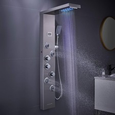 LED Shower Panel Tower System, 6 in 1 Stainless Steel LED Shower Column, Rain...
