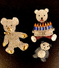 3 Strassbroschen Teddys Butler & Wilson