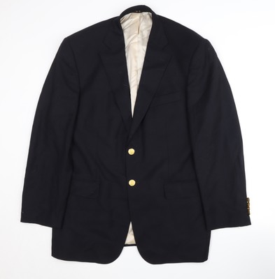 DAKS Herren Blazer Schwarz Wolle 42R Regular Fit