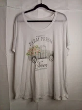 Maurices Shirt Women 3X Short Sleeve Simi Sheer Farm Fresh White