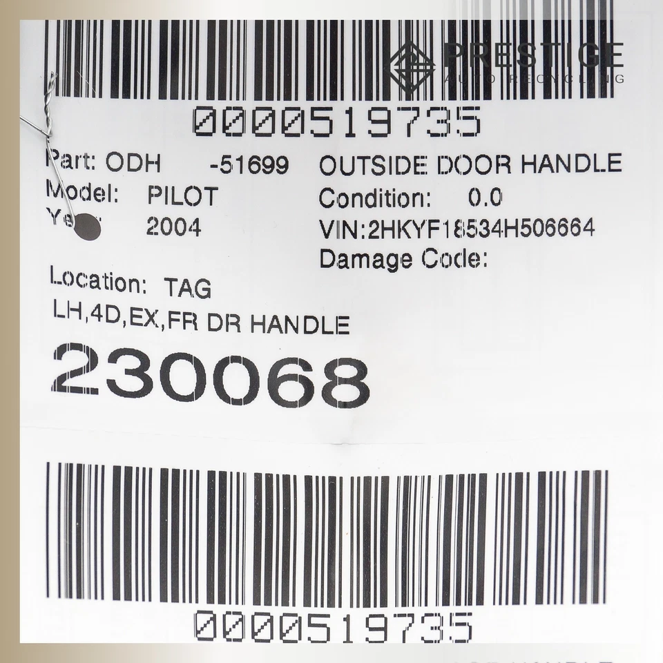 2003-2007 HONDA PILOT Exterior Door Handle Front Left 72180-S9V-A01 OEM - Image 4 of 4