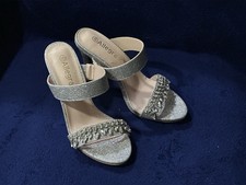 Silver Sparkle Rhinestone Open-Toe Heels